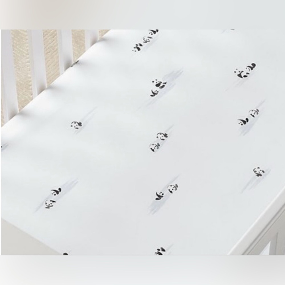 Pottery Barn Kids Panda 100% Organic Cotton Crib Fitted Sheet